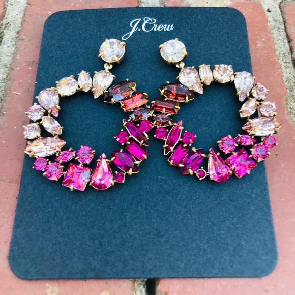 SoftAzalea Mixed Crystal Circle Statment Earrings - Picture 3 of 5